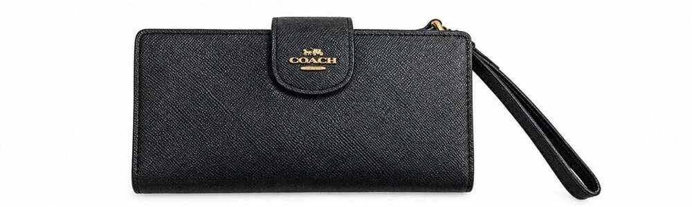 Coach Crossgrain Leather Phone Wallet Black